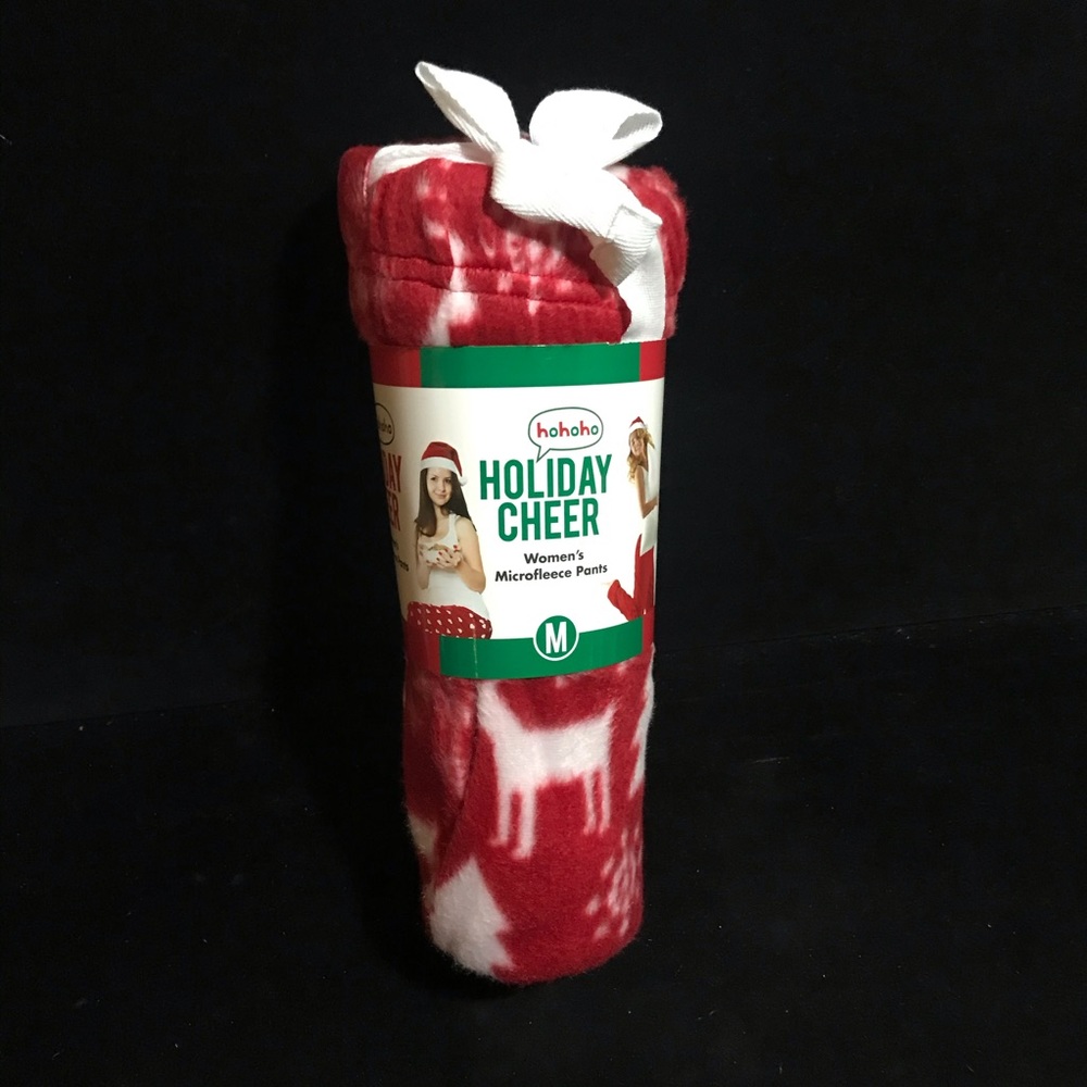 Christmas Pajama Pants Medium PJs Red Christmas Trees Deer Snowflakes New - Picture 3 of 10